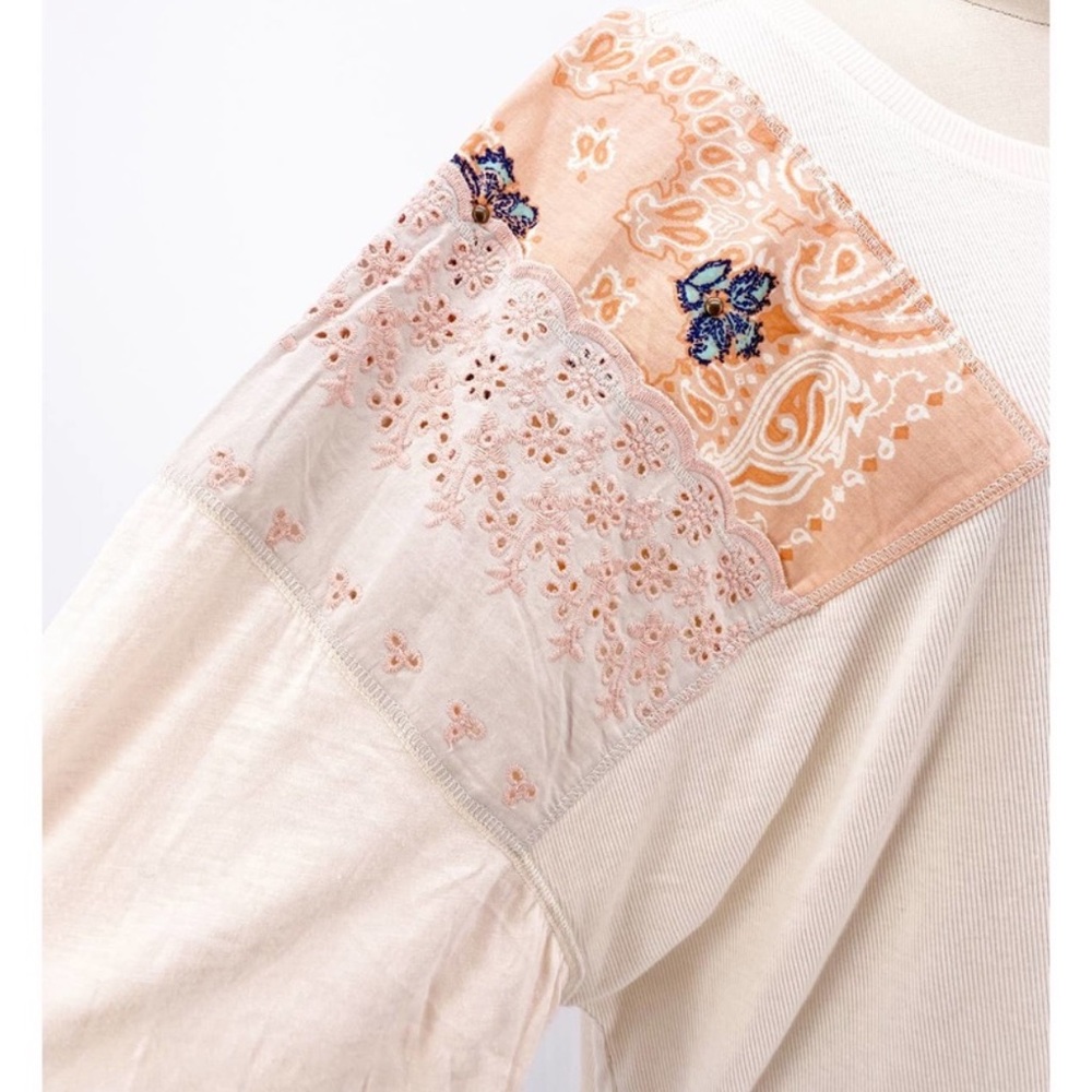 Free People We The Free People Feelin' It Alabaster Patchwork Quilt Top Size XS - Picture 4 of 7